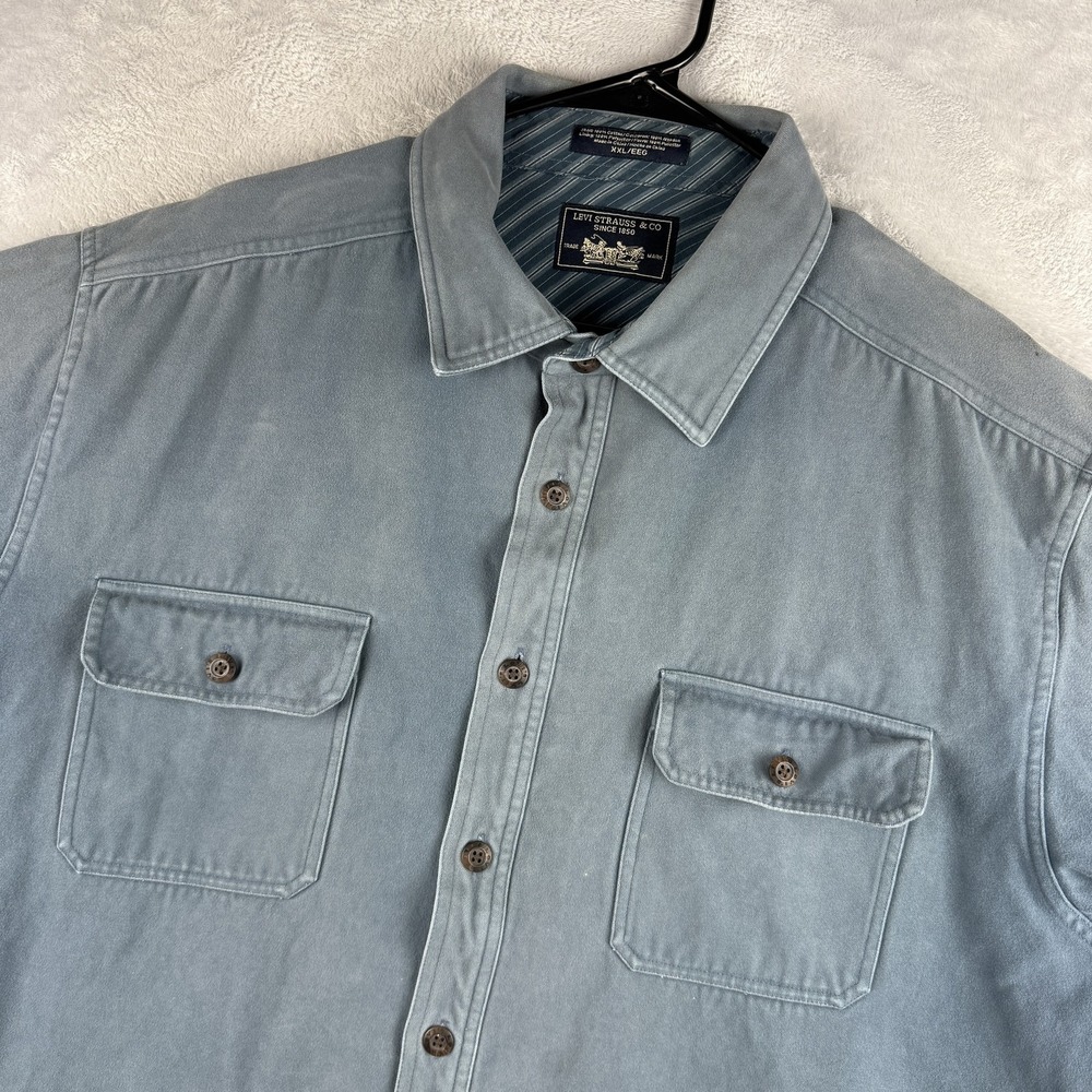 Levi Strauss Shirt Mens 2XL Blue Lined Heavy Long Sleeve Button Up Workwear